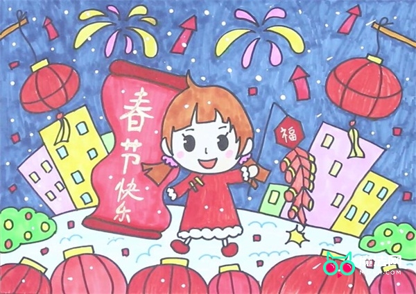 春节快乐儿童画